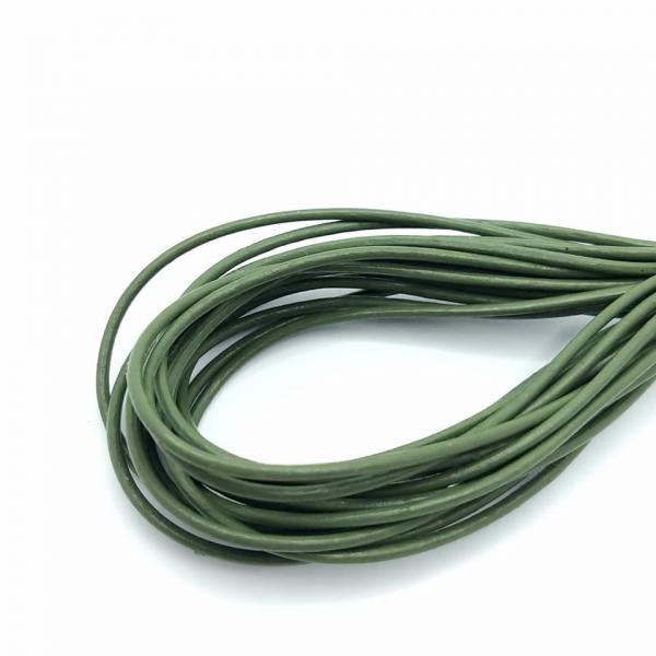 Lederband khaki 2 mm echt Rindsleder rund Schnur Lederriemen